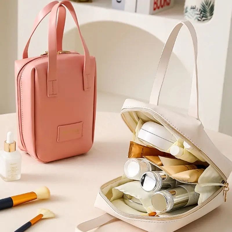 Shell Shape Cosmetic Bag, Large Capacity Handheld Cosmetic Bag, Multiple Compartments PU Travel Pouch, Waterproof Wash Kit Handbag, Fashionable Makeup Organizer with Handle, Stylish Double Zipper Travel Bag Shell Shape Cosmetic Bag, Large Capacity Handheld Cosmetic Bag, Multiple Compartments PU Travel Pouch, Waterproof Wash Kit Handbag, Fashionable Makeup Organizer with Handle, Stylish Double Zipper Travel Bag